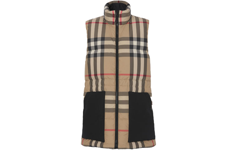 Burberry Burberry Plaid Stand Collar Zipper Fly Down Vest Women's Style