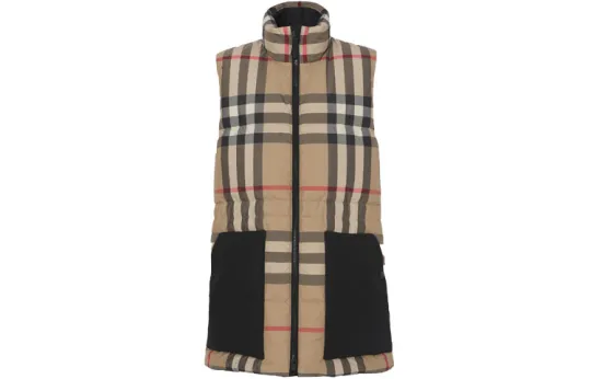 Burberry Down Vests Women's Archive Beige Stand Collar Moderate