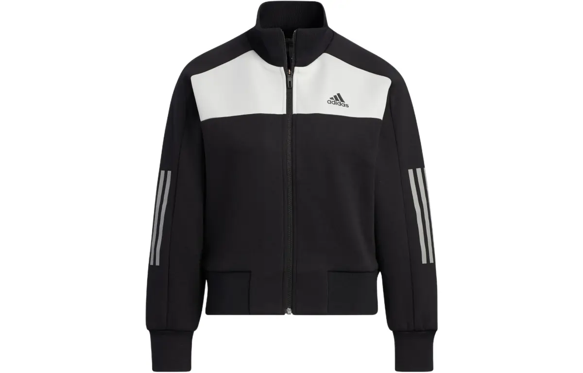 adidas Women's UST Full-zip And Ribbed Stand Collar Jacket Black