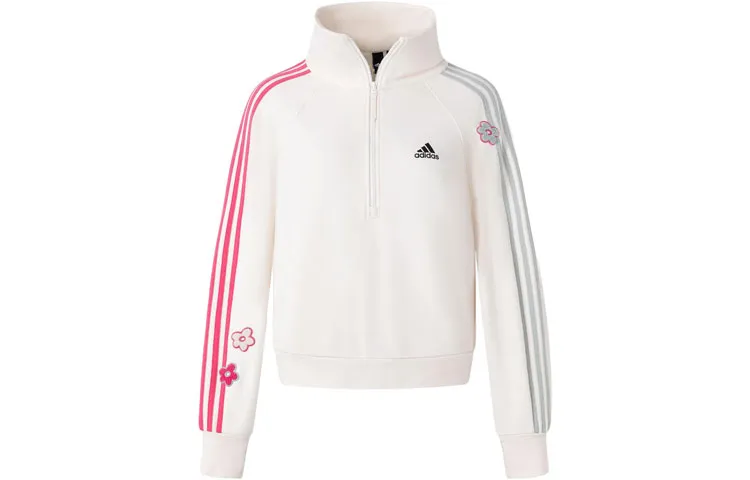 Adidas Flower 3 Stripes Sweatshirt Women's Pink White