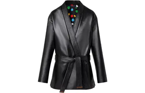 LOUIS VUITTON X Yayoi Kusama Leather Wrap Jacket Black