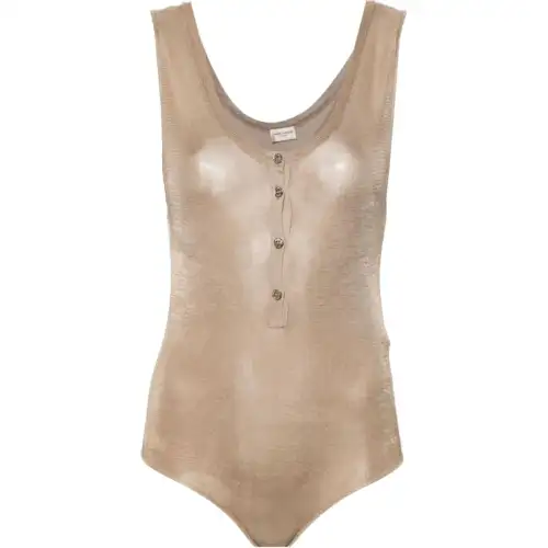 SAINT LAURENT Scoop neck Silk Bodysuit