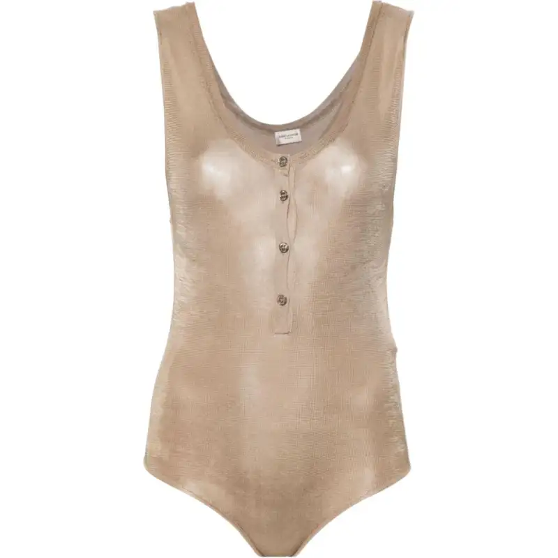 SAINT LAURENT Scoop neck Silk Bodysuit