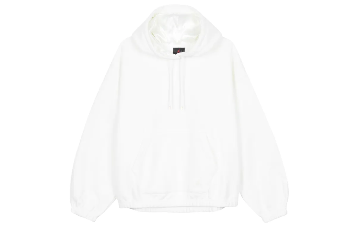 Jordan Flight Solid Color Hooded Elastic Cuff Fleece Lined Casual Sweatshirt Women's Sail White