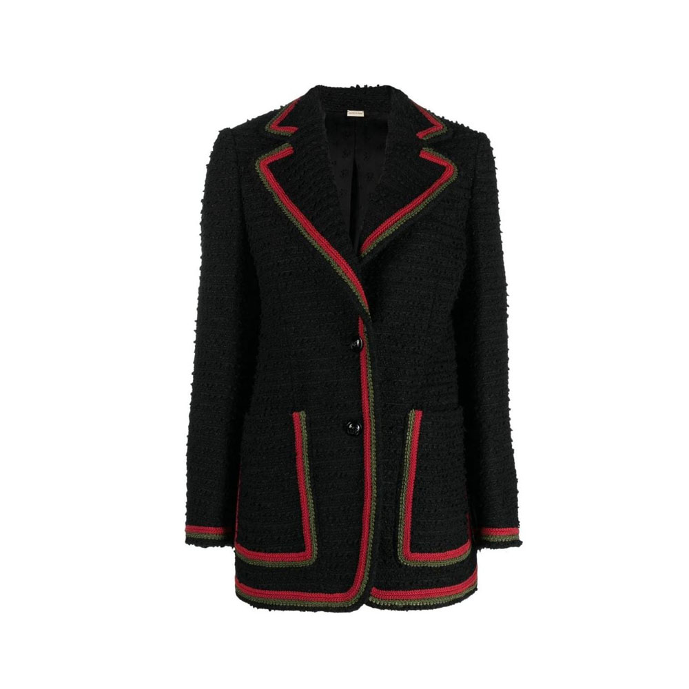 contrasting-trim single-breasted blazer