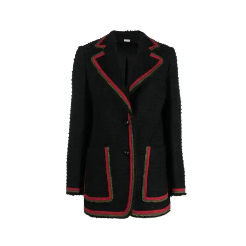 contrasting-trim single-breasted blazer