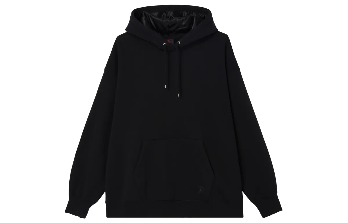 Jordan Flight Solid Color Pullover Hooded Casual Fleece Lined Sweatshirt Women's Black