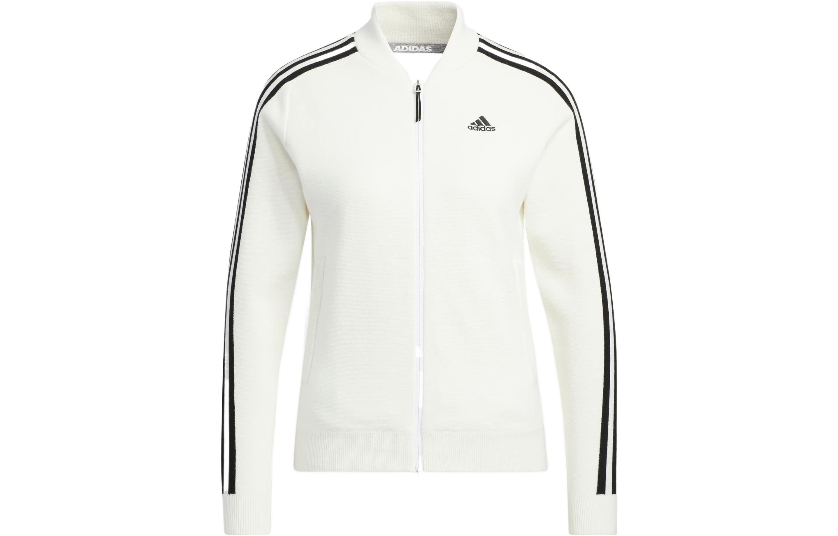 Adidas W 3st Ff Jacket Brand Logo Print Three Stripes Detail V-neck Jacket Women's Off-White