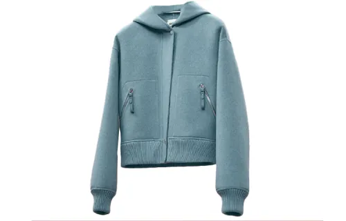 HERMES Jackets Women's Blue Hooded Moderate Other