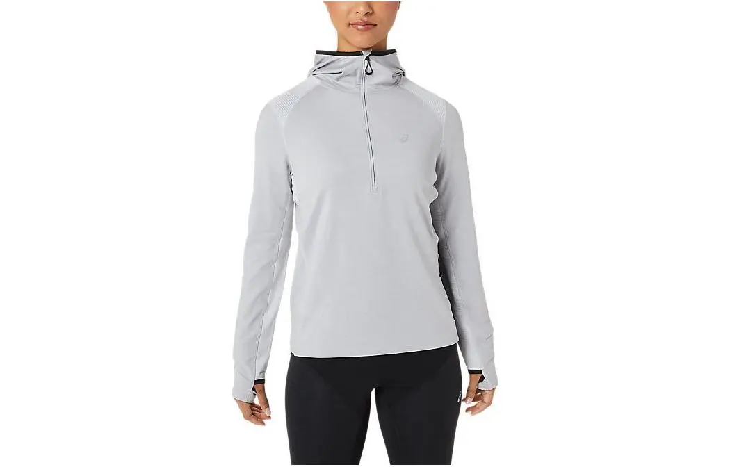 ASICS Sweatshirts Women's Gray Hooded Moderate Nipped-in Waist