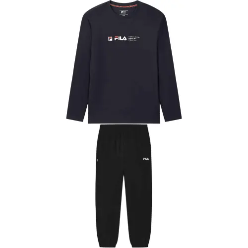 FILA Casual Sportswear Men's Legend Blue/Jet Black Crew Neck Moderate