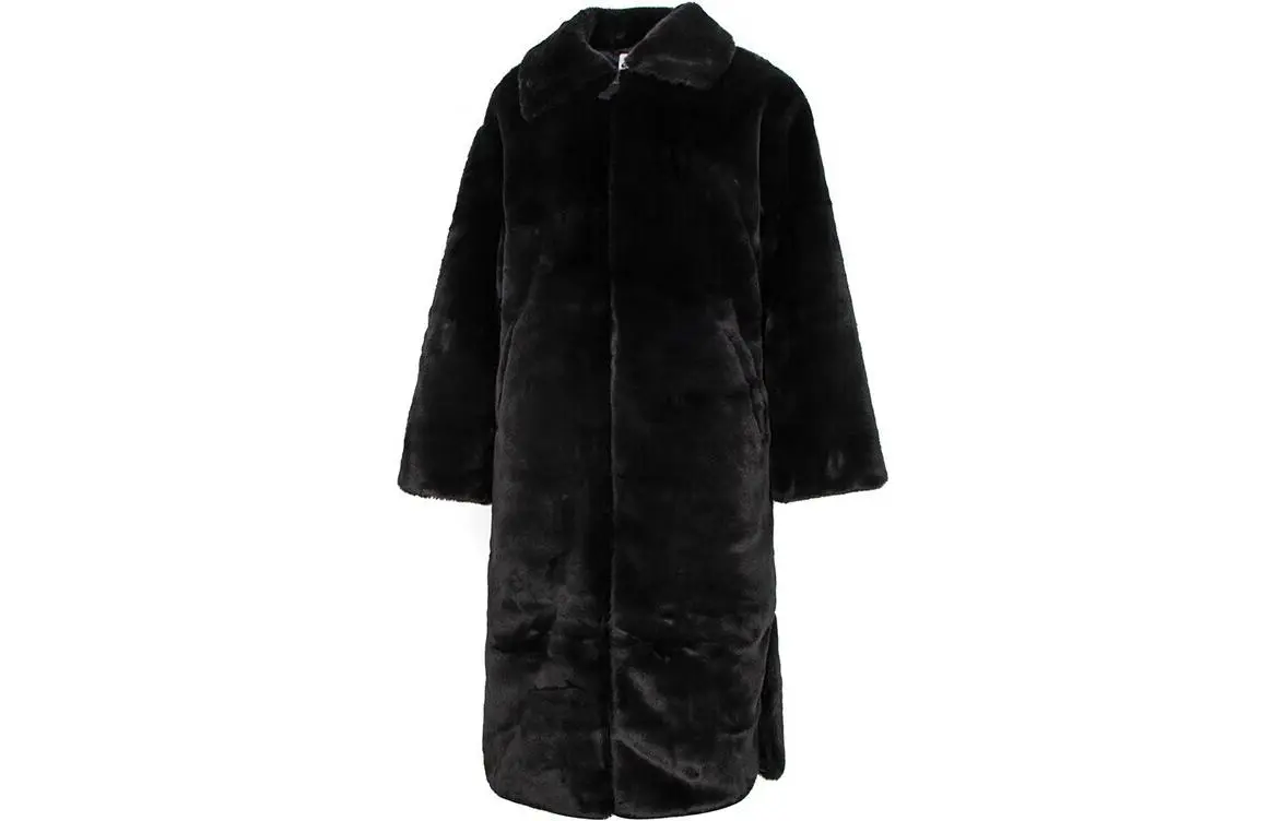 Nike Women's Faux Fur Long Jacket Asia Sizing Black