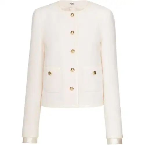 MIU MIU Jackets Women's White Crew Neck Moderate Other