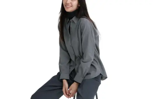 UNIQLO Shirts Women's Lead Gray Pointed Collar Moderate Other