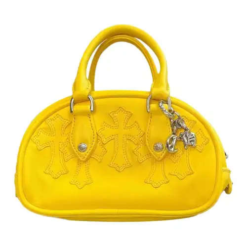 Chrome Hearts Leather Bowling Bag, Handbag Mini Women's Yellow