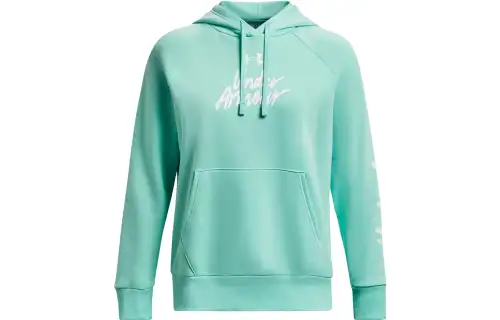 Under Armour Rival Fleece Sweatshirts Women's Nouveau Green Turquoise Hooded Thickened Regular