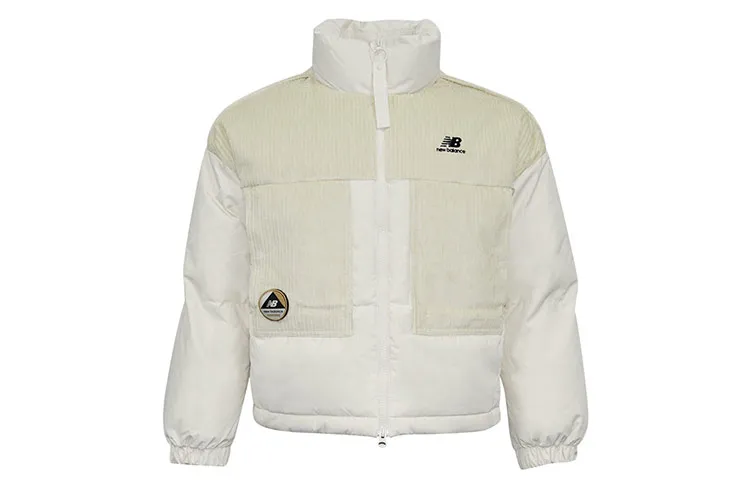 New Balance Down Jackets Women's Beige Yellow Stand Collar Moderate Other