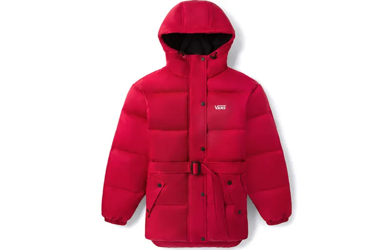 Vans Letter Hooded Down Jacket Women's Red