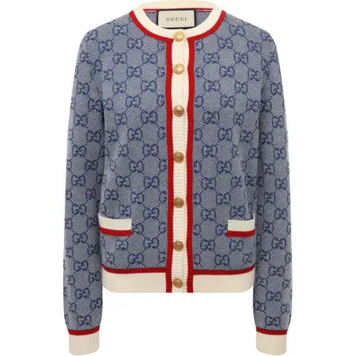 GUCCI Knitwear Women's Blue Crew Neck Moderate Other