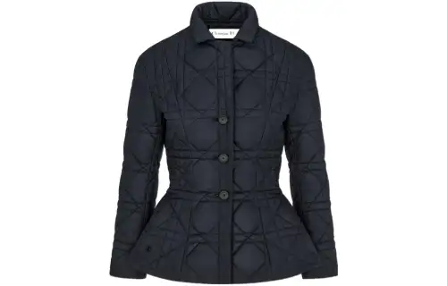 DIOR Quarterly New Products Jackets Women's Dark Blue Lapel Moderate Straight Fit