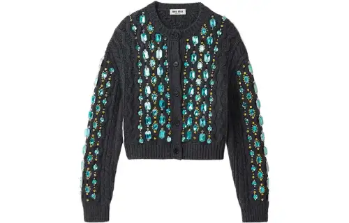 MIU MIU Embellished Button-Up Cardigan