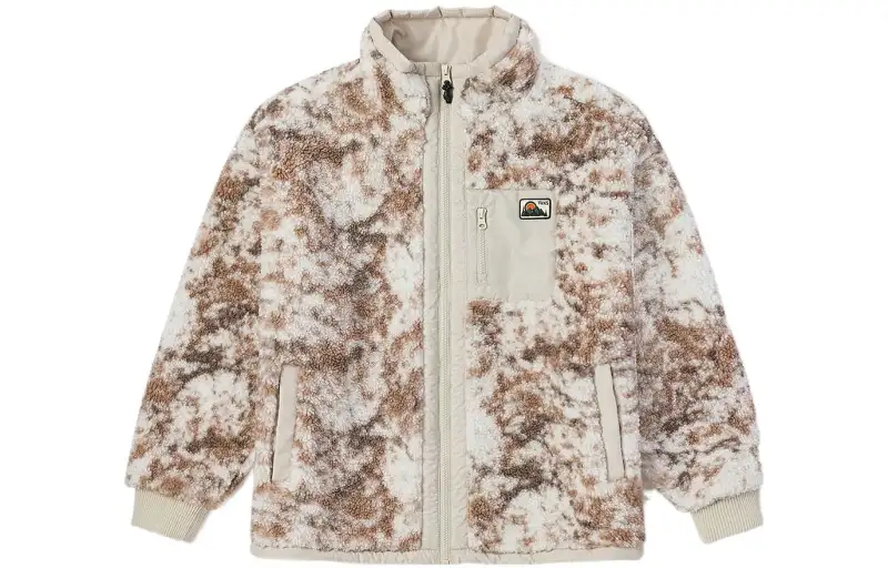 Vans Tie Dye Print Zippers Fleece Lined Multi Pocket Jacket Women's Gray White