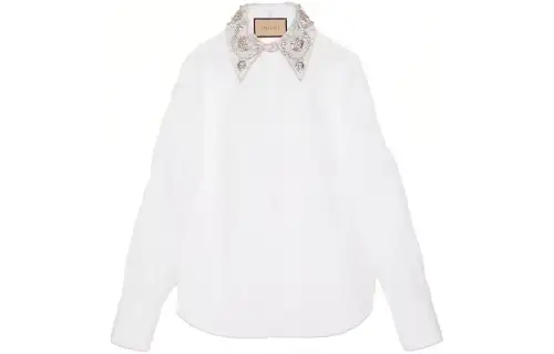 GUCCI Shirts Women's White Pointed Collar Moderate Other