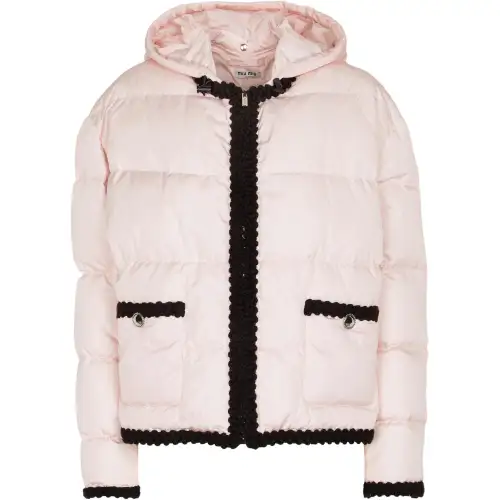 MIU MIU Hooded Loose Fit Down Jacket Women's Pink