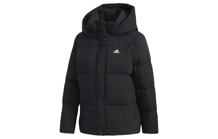 Adidas Down Jackets Women's Black Detachable Hood Moderate Straight Fit