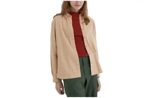 UNIQLO Shirts Women's Beige Square Collar Moderate Shirt