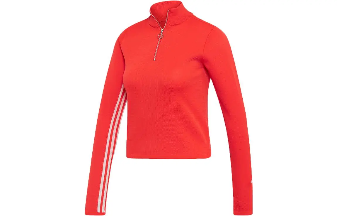 Adidas Knitwear Women's Red Stand Collar Moderate Other