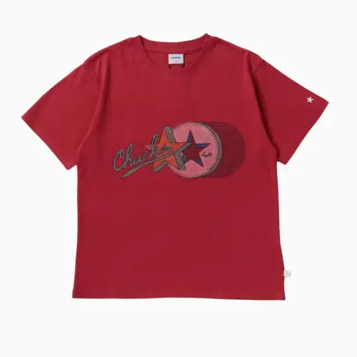 Converse T Shirts Unisex Red Crew Neck Moderate