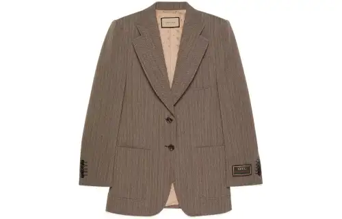GUCCI Jackets Women's Brown Suit Collar Moderate Other
