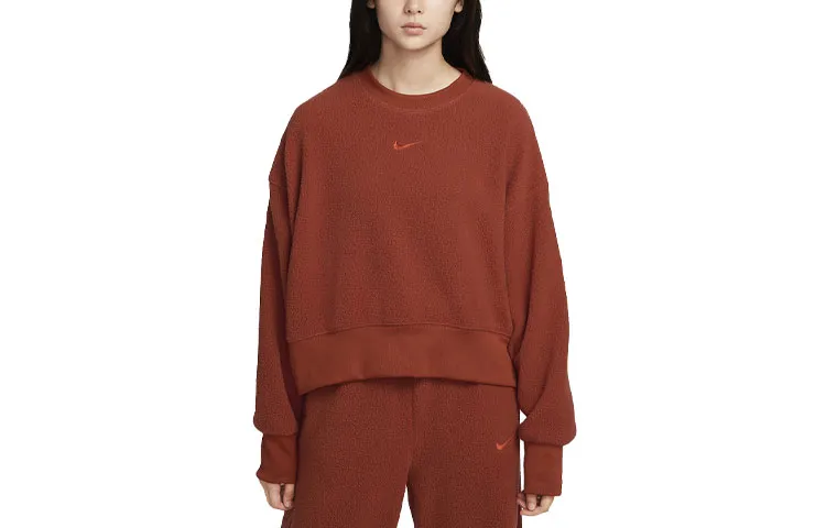 Nike Sweatshirts Women's Orange Crew Neck Moderate Regular