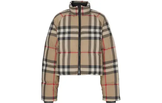 Burberry Women's Cropped Check Puffer Jacket