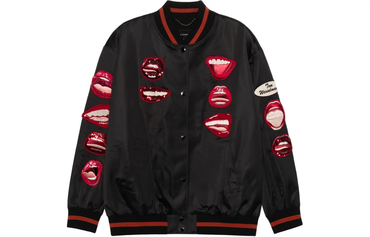 COACH Jackets Women's Black Baseball Collar Moderate
