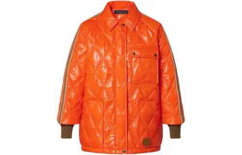 LOUIS VUITTON Stripe Accent Quilted Malletage Puffer Coat