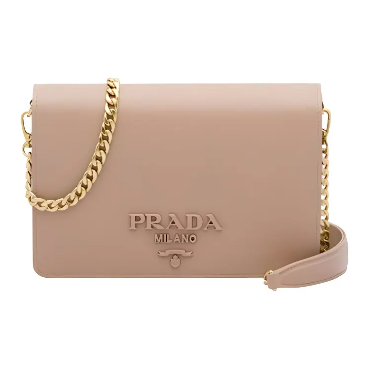 PRADA Leather Shoulder Bag Mini Women's Nude Pink