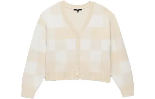 Vans Knitwear Women's Dove Color V Neck Moderate Cardigan
