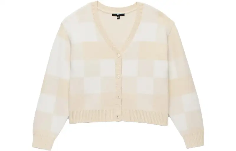Vans Knitwear Women's Dove Color V Neck Moderate Cardigan