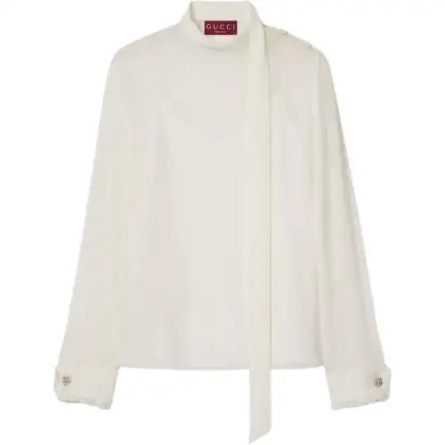 GUCCI Gg Georgette Tie Detailed Top