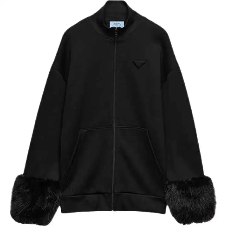 PRADA Jackets Women's Black Stand Collar Moderate Other