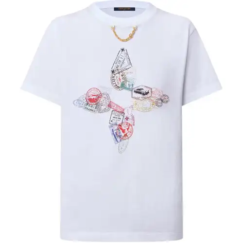 LOUIS VUITTON Travel Stamp Flower T Shirt