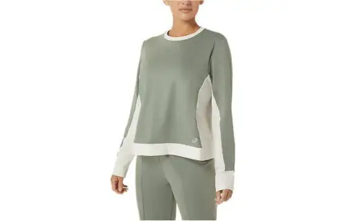 ASICS Sweatshirts Women's Green Crew Neck Moderate Regular