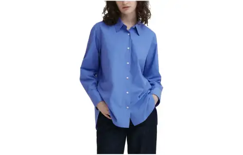 UNIQLO Shirts Women's Lake Blue Pointed Collar Moderate Other