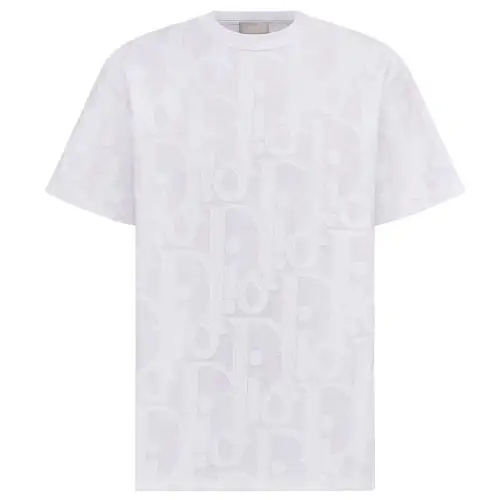 DIOR T Shirts Men's White Crew Neck Moderate Straight Fit