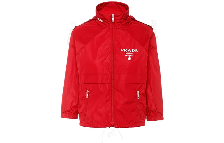 PRADA Jackets Women's Red Hooded Moderate Other