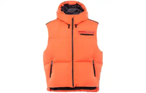 PRADA Down Vests Women's Orange Hooded Moderate