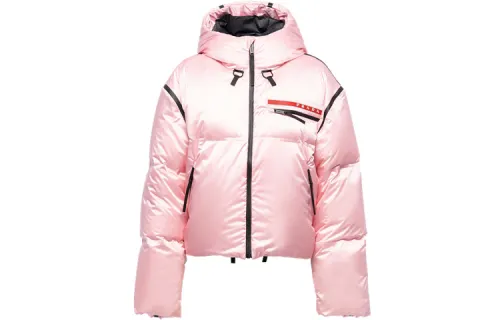 PRADA Puffer Jackets Women's Pink Hooded Moderate Other