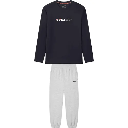 FILA Casual Sportswear Men's Legend Blue/Cloud Mist Heather Gray Crew Neck Moderate